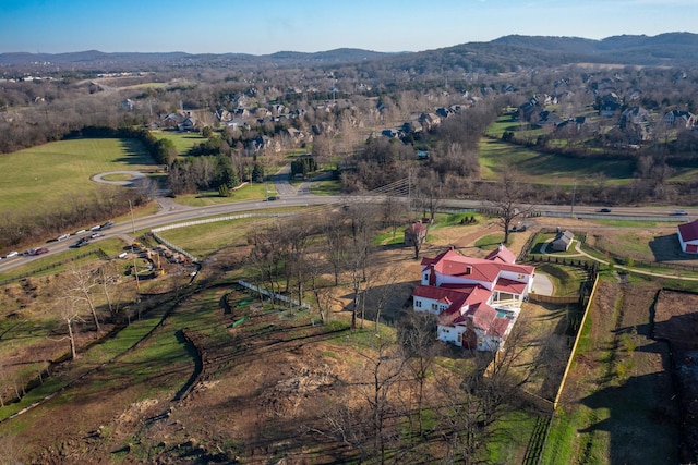 aerial view with a rural view and a mountain view