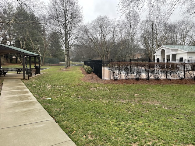 view of yard featuring a gazebo and fence