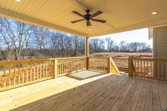 wooden deck with ceiling fan