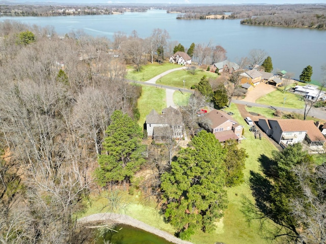 aerial view with a residential view and a water view