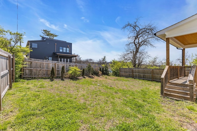 view of yard featuring a fenced backyard