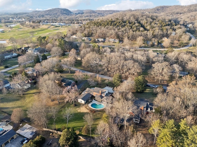 aerial view featuring a mountain view