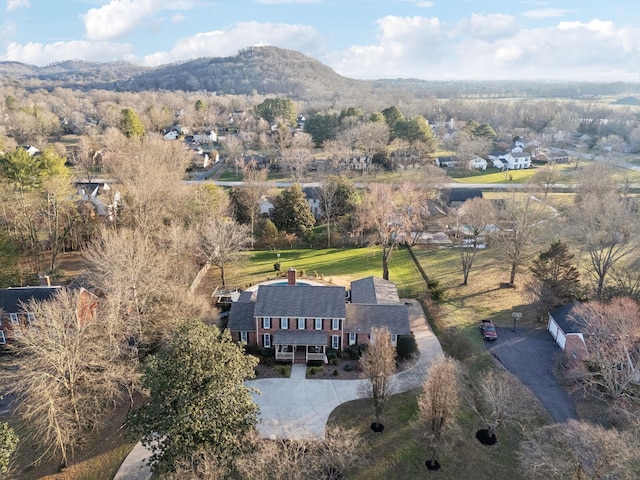 drone / aerial view with a mountain view