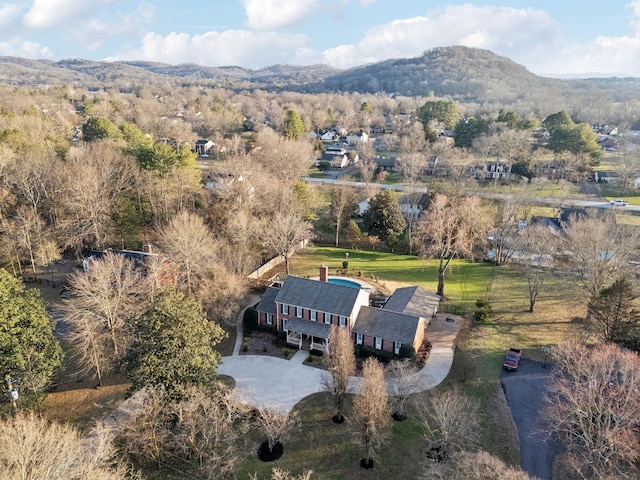 bird's eye view featuring a mountain view