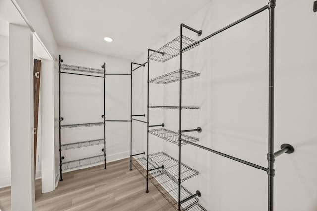 spacious closet featuring light wood-type flooring