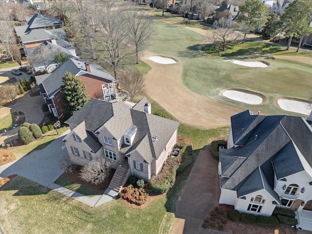 drone / aerial view featuring view of golf course