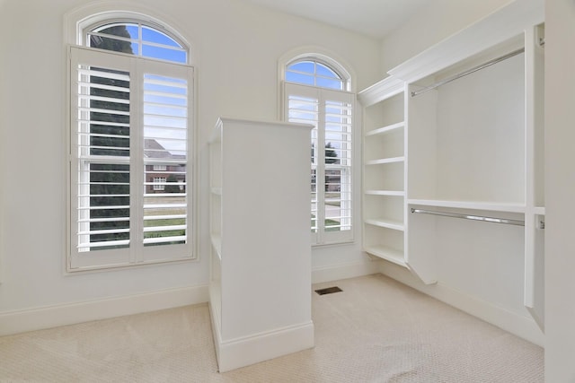 spacious closet with carpet and visible vents