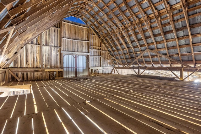 view of unfinished attic