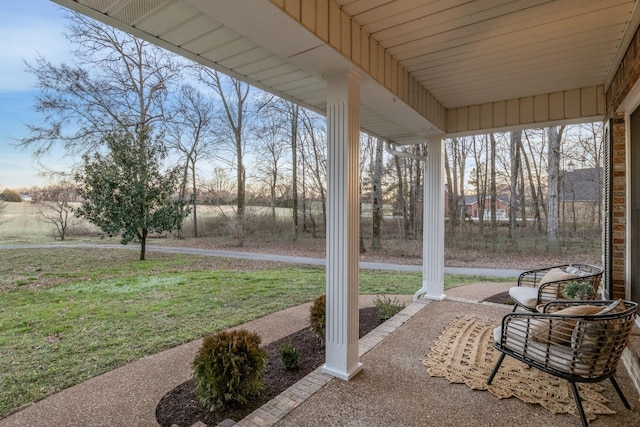 view of yard with a porch