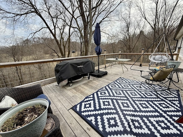 deck featuring area for grilling