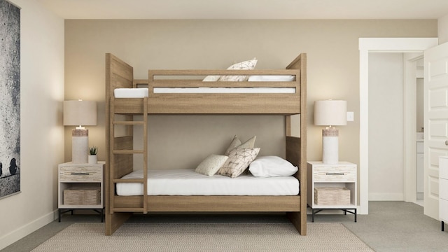 bedroom featuring baseboards and carpet flooring