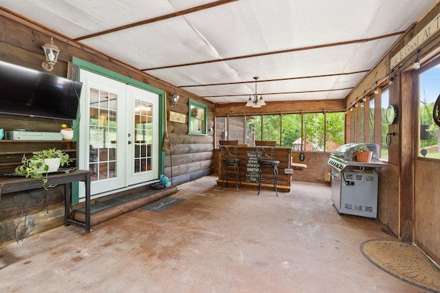 sunroom with french doors