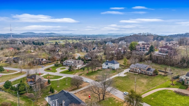 birds eye view of property featuring a residential view and a mountain view