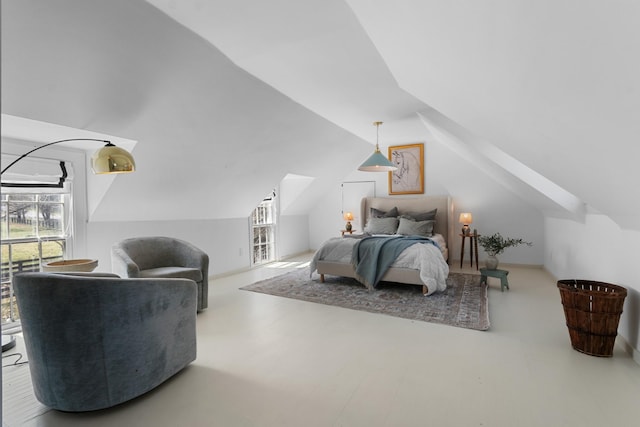 bedroom with vaulted ceiling