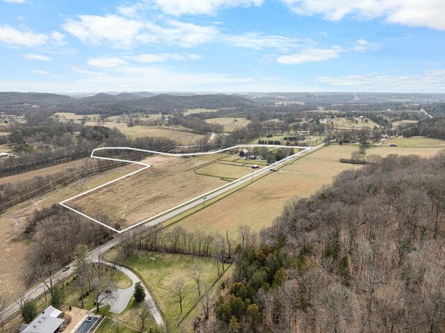 aerial view with a rural view