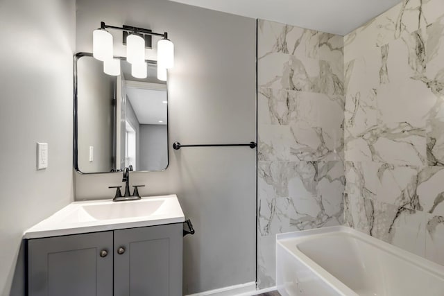 full bathroom featuring shower / washtub combination and vanity