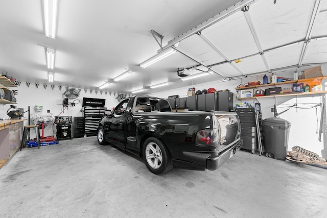 garage with a garage door opener