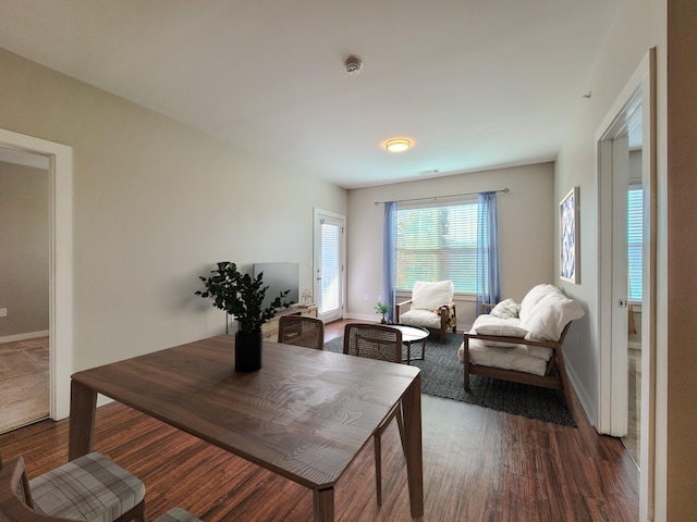 dining room with wood finished floors and baseboards