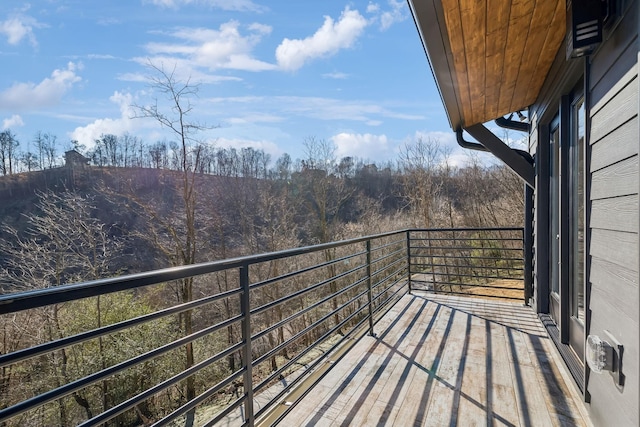 balcony with a forest view