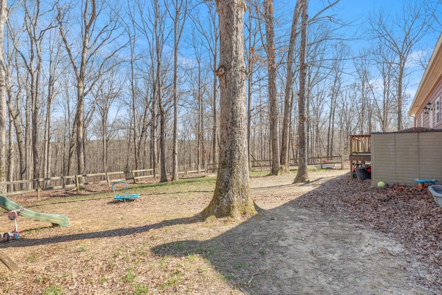 view of yard with a playground