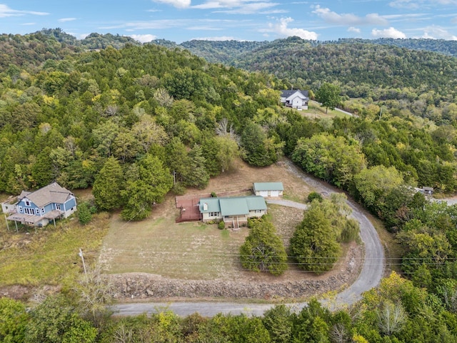 aerial view featuring a forest view