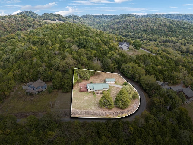 aerial view with a wooded view