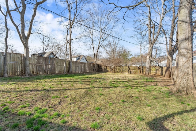 view of yard featuring a fenced backyard