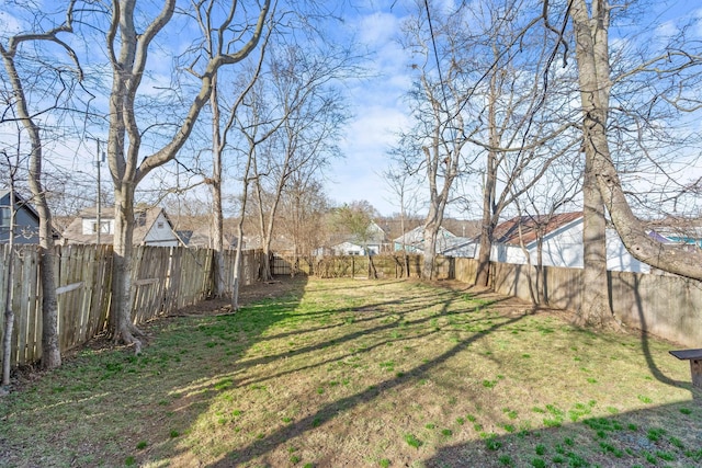 view of yard featuring a fenced backyard