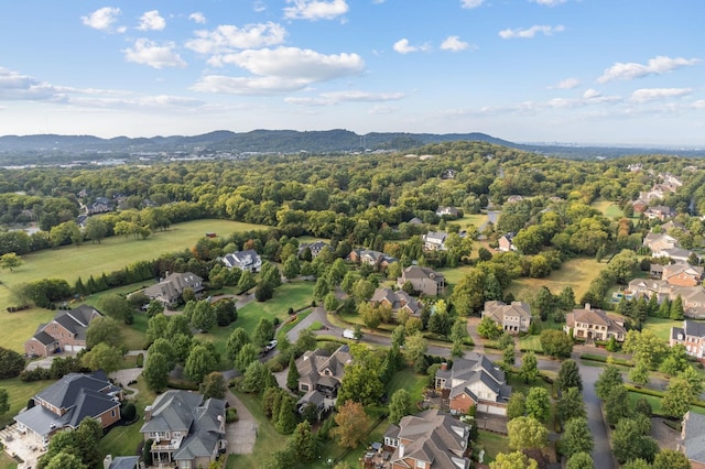 bird's eye view featuring a residential view and a mountain view