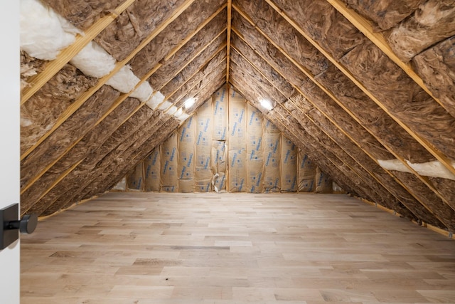 view of unfinished attic