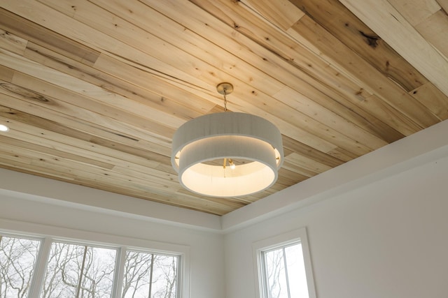 details featuring wood ceiling