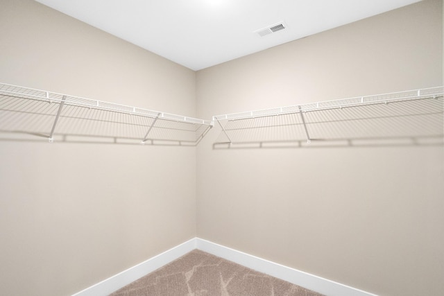 spacious closet with carpet and visible vents