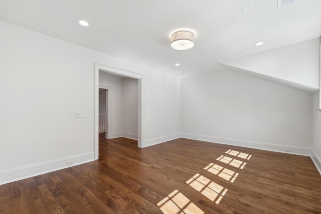 bonus room featuring recessed lighting, baseboards, and wood finished floors