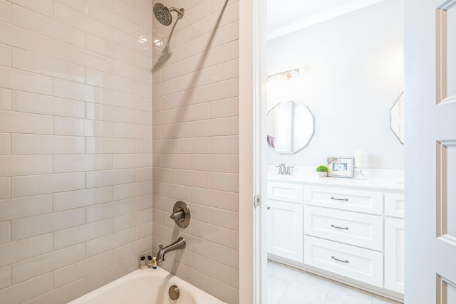 full bath with shower / bathtub combination, double vanity, and a sink