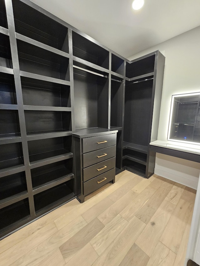 spacious closet with light wood finished floors