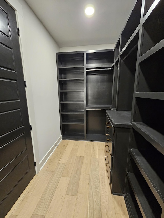 walk in closet featuring light wood-style flooring