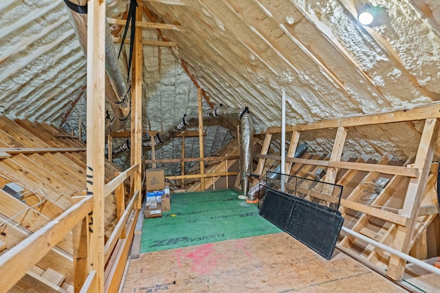 view of unfinished attic