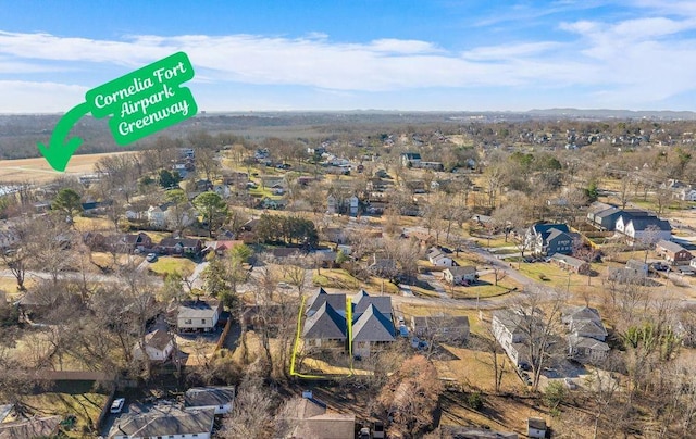 birds eye view of property with a residential view