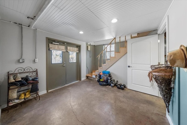 interior space featuring stairway and french doors