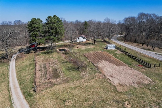 bird's eye view featuring a rural view