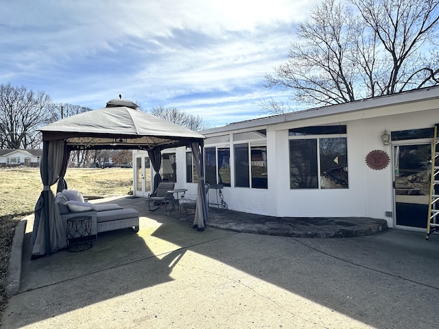 exterior space featuring a gazebo