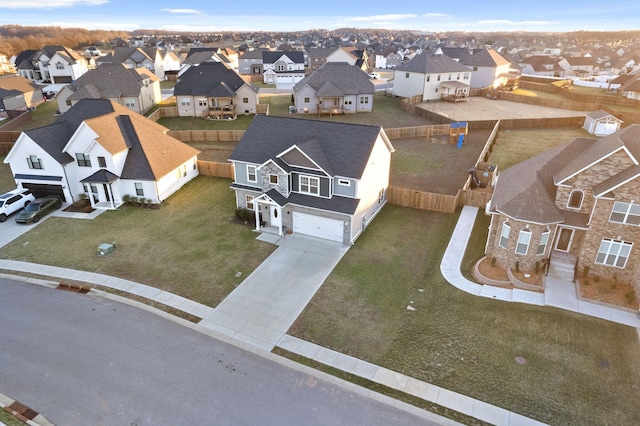 aerial view with a residential view