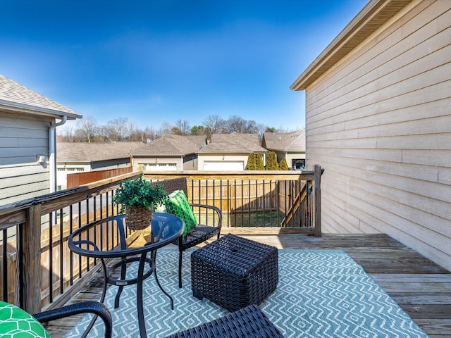 deck with a residential view