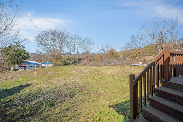 view of yard featuring stairs