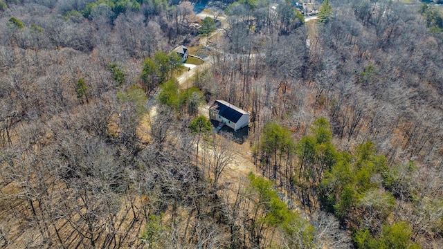 bird's eye view with a view of trees