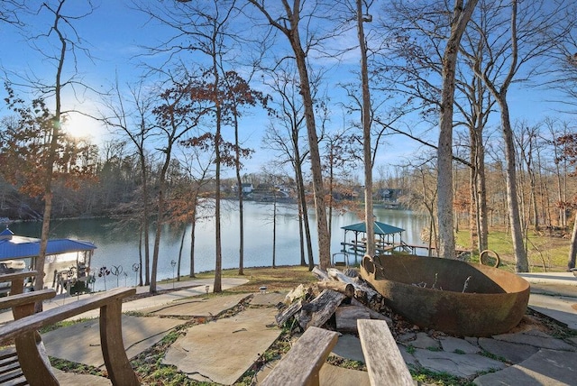 view of water feature featuring a boat dock