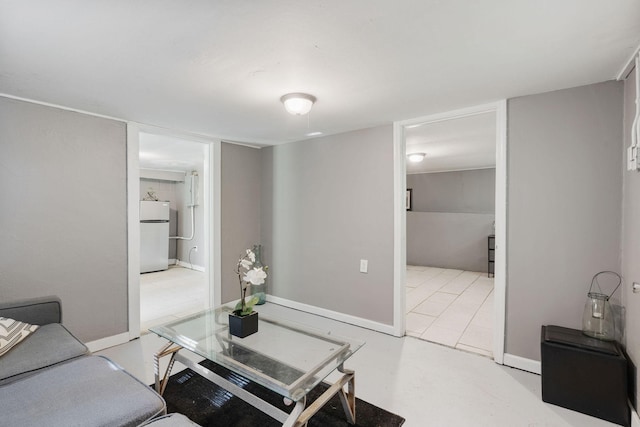 living area with baseboards