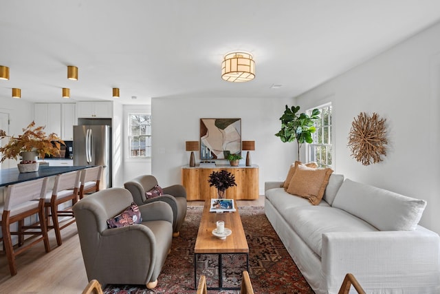 living area featuring light wood-type flooring