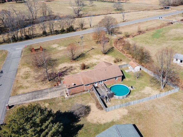 bird's eye view with a rural view