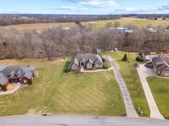 drone / aerial view with a rural view